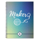 Maker maakt monogram blauw verloop geometrisch notitieboek (Voorkant)