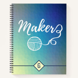 Maker maakt Typografie Blue Gradient Geometric Notitieboek