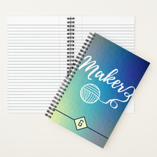 Maker maakt Typografie Blue Gradient Geometric Notitieboek (Binnen)