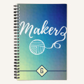 Maker maakt Typografie Blue Gradient Geometric Notitieboek (Voorkant)