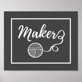 Maker Yarn + Crafts Typografie Donker Poster