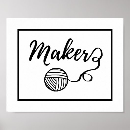 Maker Yarn + Crafts Typografische Poster (Voorkant)