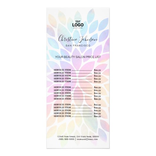 makeukenkunstenaar faux holographic dahlia reclamekaart (Voorkant)