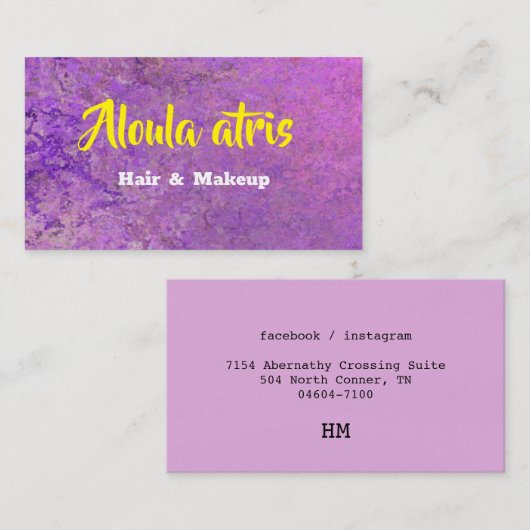 makeukenkunstenaar roze paars Abstract Visitekaartje (Voorkant / Achterkant)