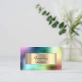 Makeup Affiliate Marketing Holographic Rainbow Visitekaartje (Staand voorkant)