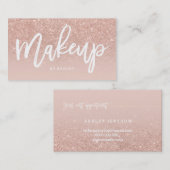 Makeup afspraak typografie blauw roos goud afsprakenkaartje (Voorkant / Achterkant)