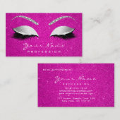 Makeup Appointes Glitter Gray Hot Pink Afsprakenkaartje (Voorkant / Achterkant)