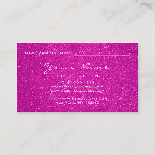 Makeup Appointes Glitter Gray Hot Pink Afsprakenkaartje (Achterkant)