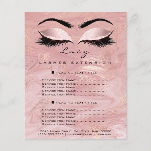 Makeup artiest Beauty Lash Glitter Price List Spar Flyer (Achterkant)