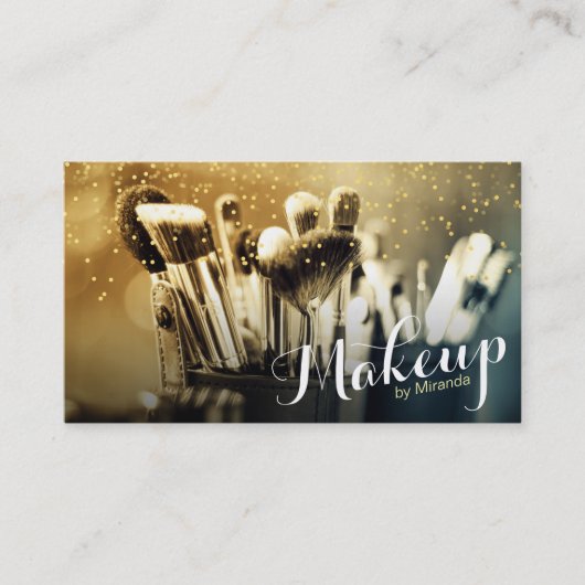 Makeup Artiest Brush Set Gold Confetti Appointment Afsprakenkaartje (Voorkant)