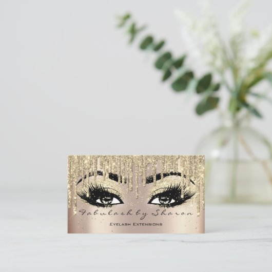 Makeup artiest Eyebrow Lashes Glitter Drift Golden Visitekaartje (Staand voorkant)