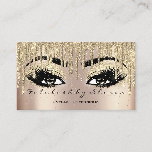 Makeup artiest Eyebrow Lashes Glitter Drift Golden Visitekaartje (Voorkant)