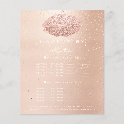 Makeup artiest Glitter Gold Confetti Price List Li Flyer (Voorkant)