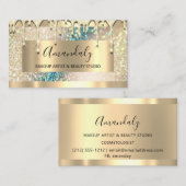 Makeup artiest Glitter Gold Holographic 3dEffect Visitekaartje (Voorkant / Achterkant)