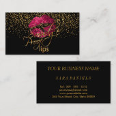 Makeup-artiest - Gold Confetti en hot-roze lips Visitekaartje (Voorkant / Achterkant)