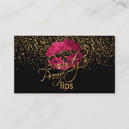 Makeup-artiest - Gold Confetti en hot-roze lips Visitekaartje (Voorkant)