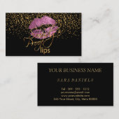 Makeup-artiest - Gold Confetti & So Pink Lips Visitekaartje (Voorkant / Achterkant)