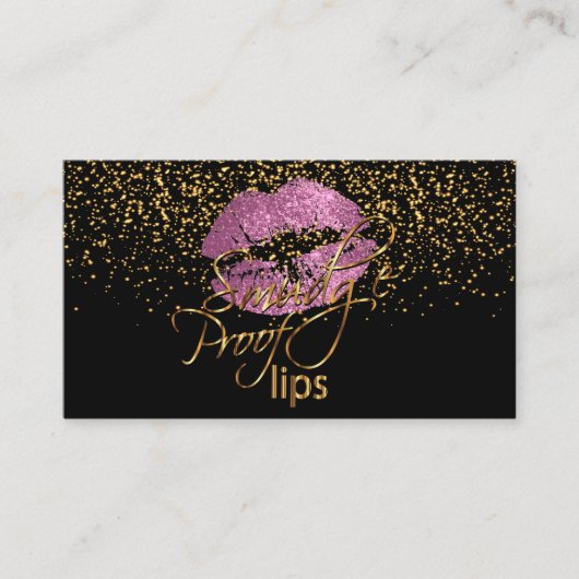 Makeup-artiest - Gold Confetti & So Pink Lips Visitekaartje (Voorkant)