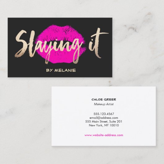 Makeup artiest Gold die het roze licht gooit Kus Visitekaartje (Voorkant / Achterkant)