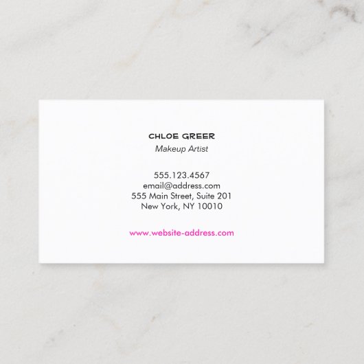 Makeup artiest Gold die het roze licht gooit Kus Visitekaartje (Achterkant)