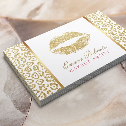 Makeup artiest Gold Lips Luxe leopard Print Visitekaartje