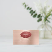 Makeup Artiest Licht Powder Red Lipstick Glitter Visitekaartje (Staand voorkant)