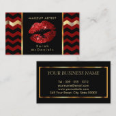 Makeup-artiest met Red- en Chevron Gold-accessoire Visitekaartje (Voorkant / Achterkant)