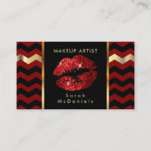 Makeup-artiest met Red- en Chevron Gold-accessoire Visitekaartje (Voorkant)