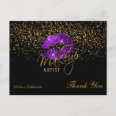 Makeup Artiest Paars Lips op Black Briefkaart (Voorkant)