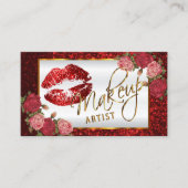 Makeup artiest - Red Rose Glitter Lip Design Visitekaartje (Voorkant)
