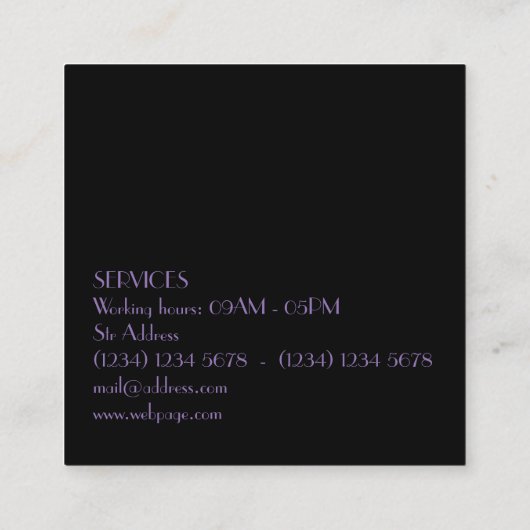 Makeup artiest reus text letters cover vierkante visitekaartje (Achterkant)