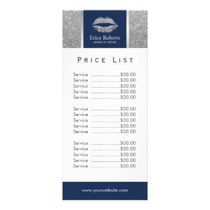 Makeup artiest Silver Glitter Lips Salon Price Lis Reclamekaart