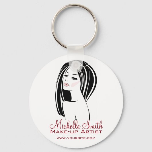 Makeup artiest Woman Face long eyelashes branding Sleutelhanger (Voorkant)