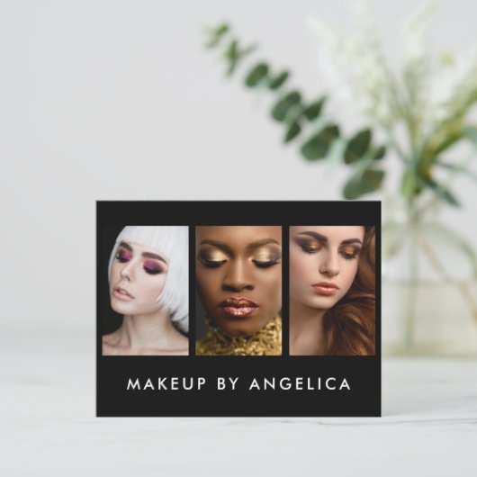 Makeup Artist 3 Foto Business Briefkaart (Staand voorkant)