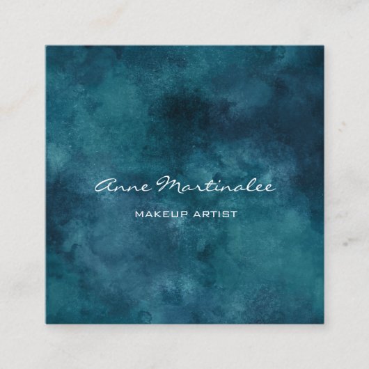 Makeup Artist Abstract Blue Square Visitekaartje (Voorkant)