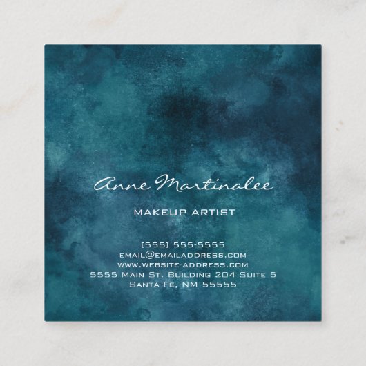 Makeup Artist Abstract Blue Square Visitekaartje (Achterkant)