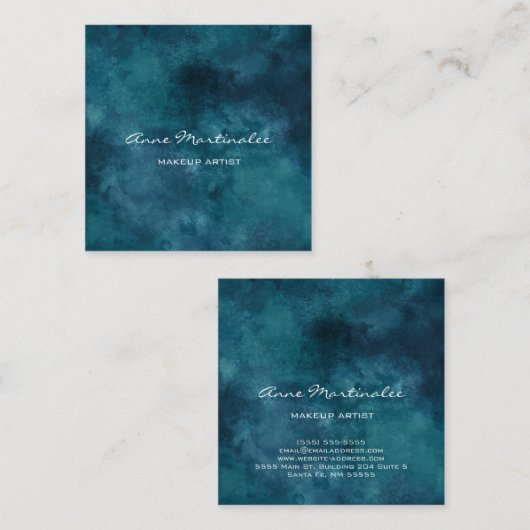 Makeup Artist Abstract Blue Square Visitekaartje (Voorkant / Achterkant)