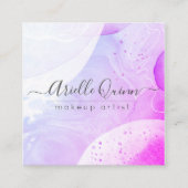 Makeup Artist Abstracte Waterverf Vormen Vierkante Visitekaartje (Voorkant)