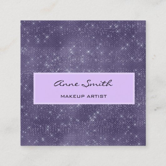 Makeup Artist Amethyst Glitter Diamond Sparkle Vierkante Visitekaartje (Voorkant)