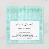 Makeup Artist Aqua Glitter Diamond Sparkle Vierkante Visitekaartje (Achterkant)