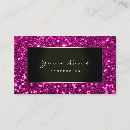 Makeup Artist Beauty Framed Fuchsia Pink Glitter Visitekaartje (Voorkant)