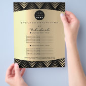 Makeup Artist Beauty Gold Black Logo Flyer-prijzen Flyer (Hand)