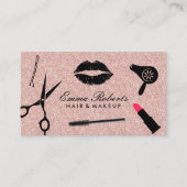 Makeup Artist Beauty Hair Salon Roos Gold Glitter Visitekaartje (Voorkant)