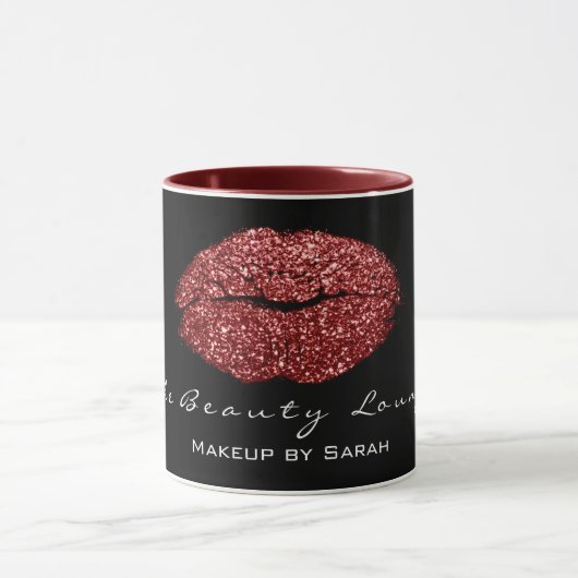 Makeup Artist Beauty Kiss Lip Bordeaux Red Glitter Mok (Midden)