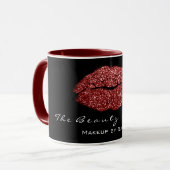 Makeup Artist Beauty Kiss Lip Bordeaux Red Glitter Mok (Voorkant links)