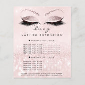 Makeup Artist Beauty Lash Glitter Price List Roze Flyer (Achterkant)