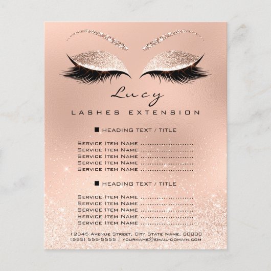 Makeup Artist Beauty Lash Glitter Price List Skinn Flyer (Voorkant)
