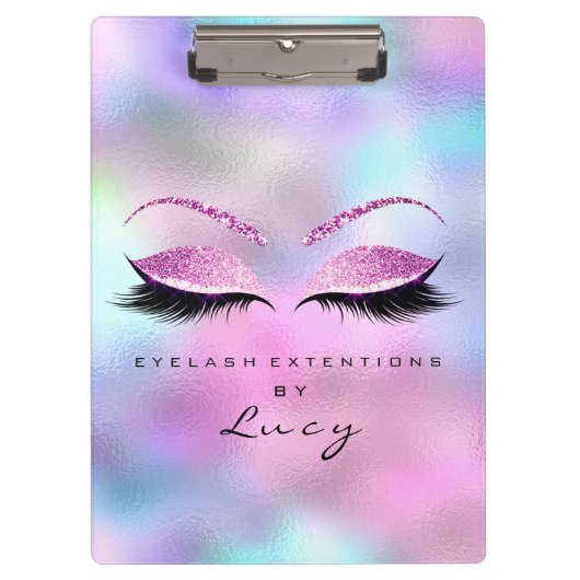 Makeup Artist Beauty Lashes Glitter Pink Blue Klembord (Voorkant)
