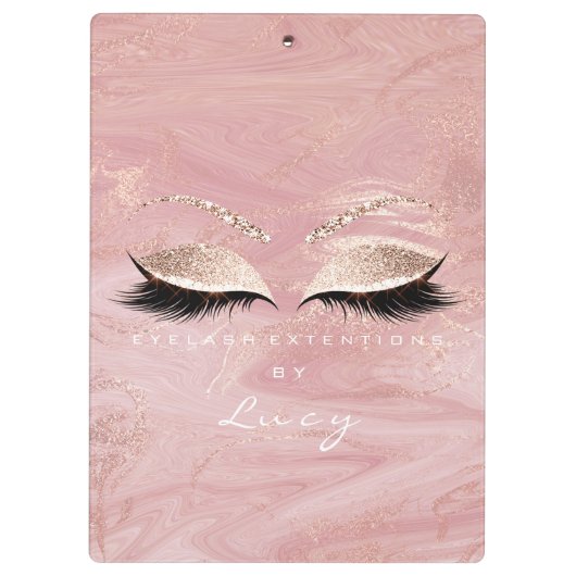 Makeup Artist Beauty Lashes Glitter Pink Marble Klembord (Achterkant)