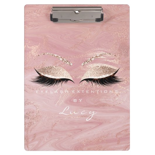 Makeup Artist Beauty Lashes Glitter Pink Marble Klembord (Voorkant)